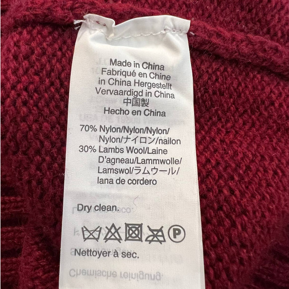J. CREW Women's Sweater Size M in Burgundy Nylon Lambs Wool Blend w/Rhinestones - Picture 5 of 5